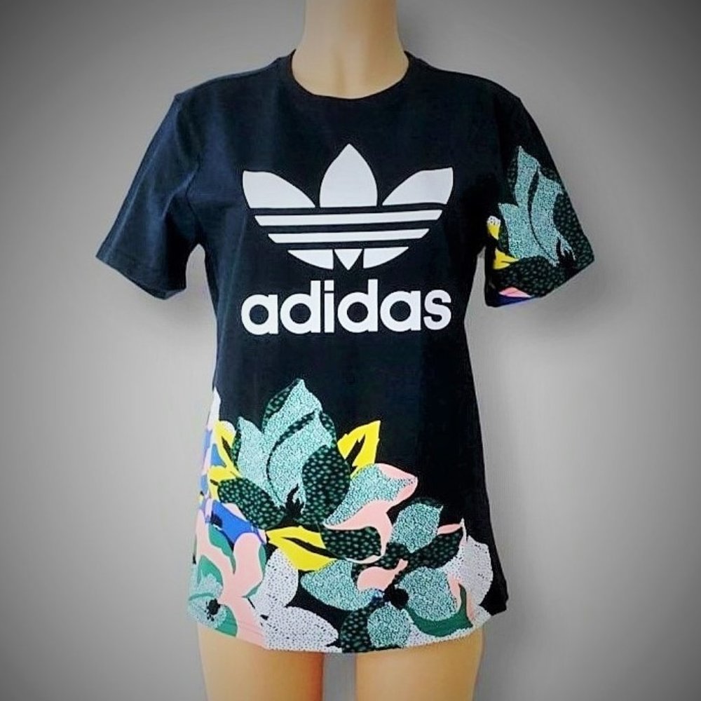 WOMEN'S ADIDAS FLORAL PRINT TEE TOPS NEW